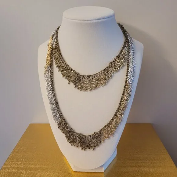 Gold, Silver and Bronze Tone Necklace - Picture 3 of 5